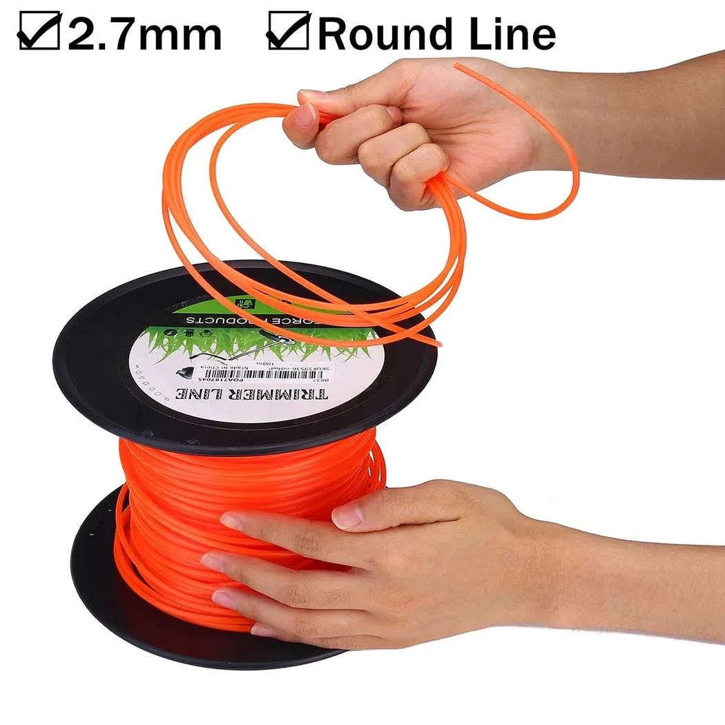 50m*2.7mm Electric Lawn Mower Trimmer Line Durable Nylon Garden Grass Brush Cutter Spiral Rope Lawn Mower Head Tools Accessory