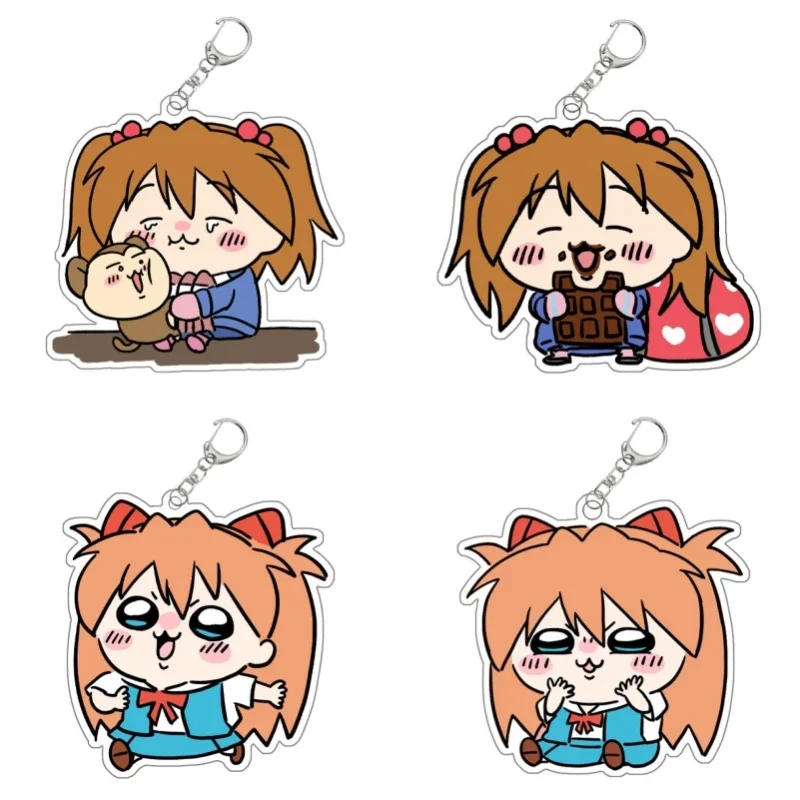 Cute Asuka Langley Soryu Acrylic Keychain Anime Peripheral Cartoon Backpack Key Pendant Itabag Decoration Goods Gift for Friend