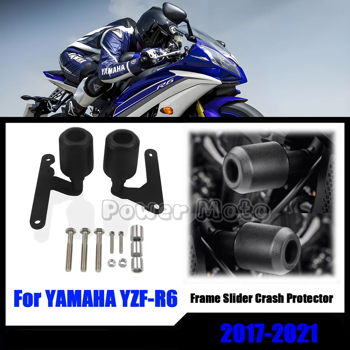 

For YAMAHA YZFR6 YZF-R6 YZF R6 2017-2021 2019 Motorcycle Falling Protection Frame Slider Fairing Guard Anti Crash Pad Protector
