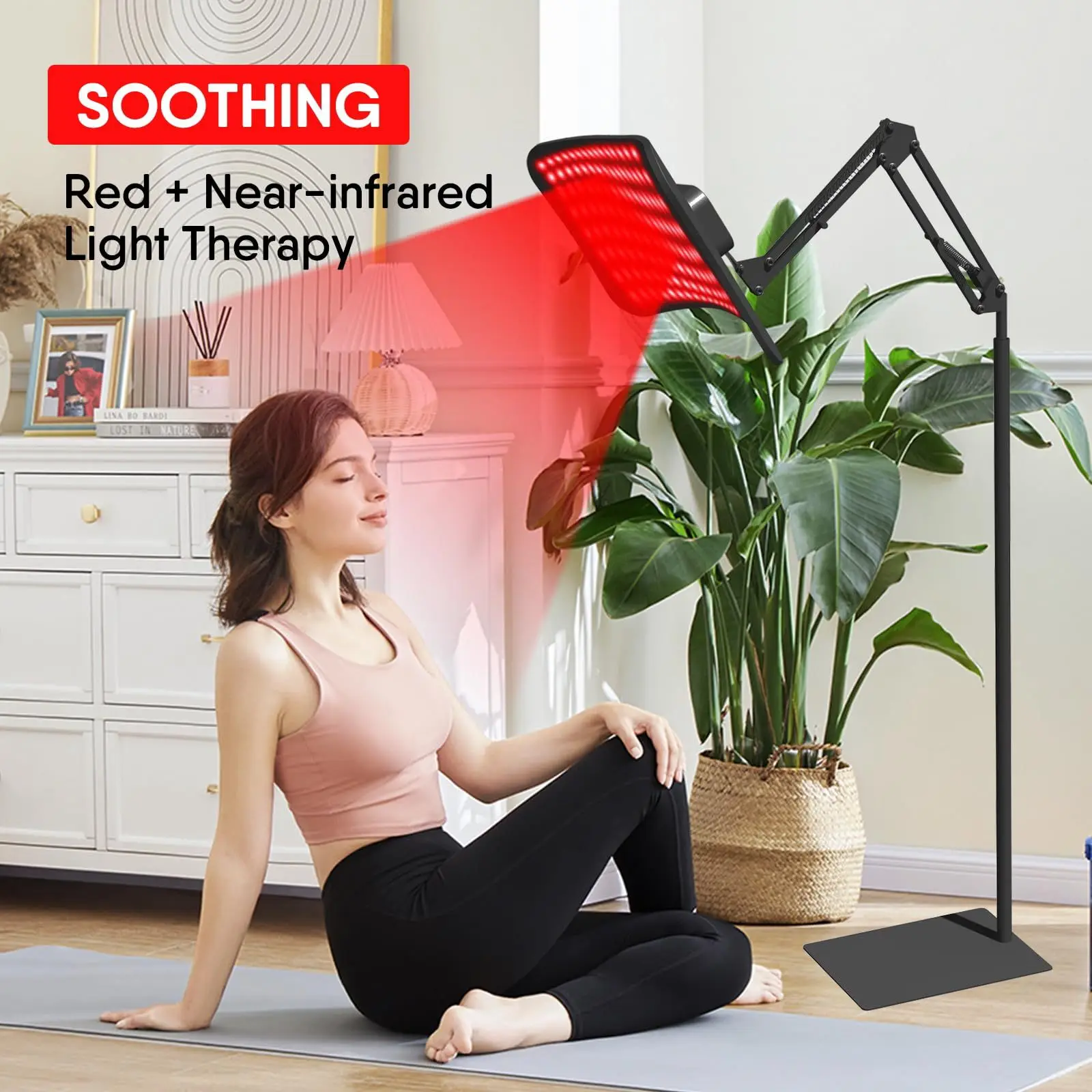 Panel de terapia de luz roja con soporte ajustable, dispositivo de luz infrarroja cercana LED de doble Chip de 660 y 850 nm para la salud de la piel, alivio del dolor