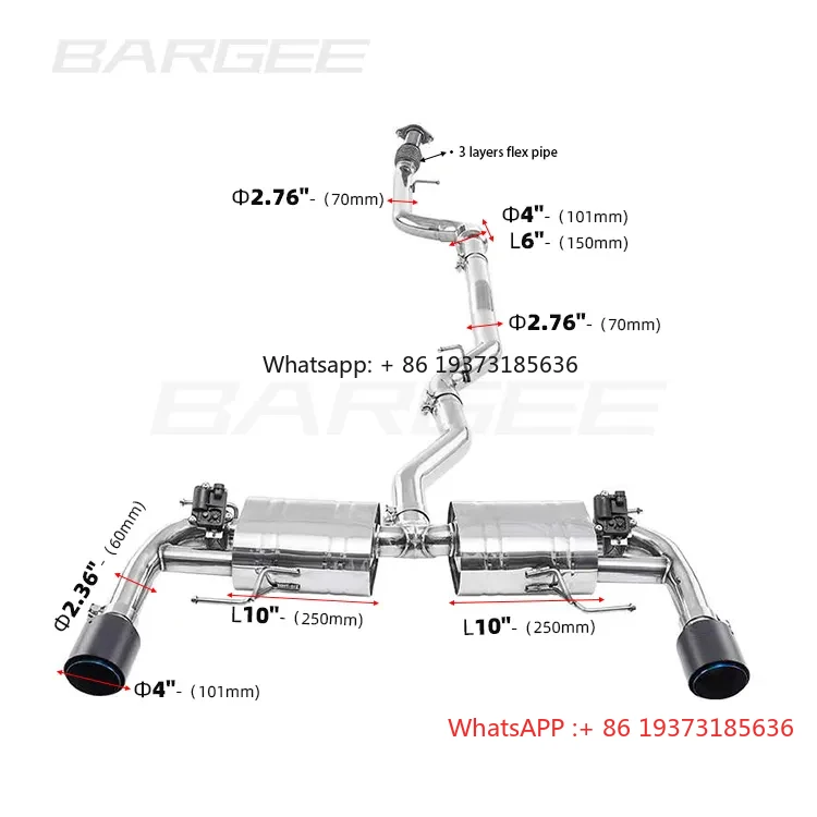 

Bargee EXHAUST CATBACK System for Alfa Romeo Giulia 2.0T 2016~UP with Dual Valvetronic and Remote Controller