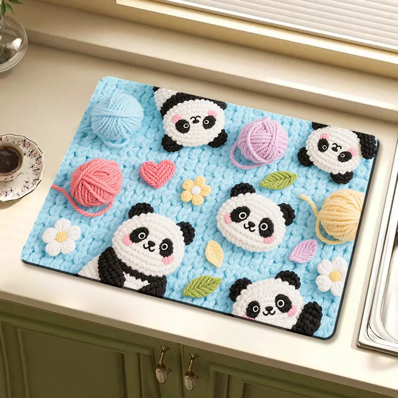 

Diatomaceous Drying Mat Cute and Fresh Pattern Print Kitchen Sink Absorbent Quick-Dry Mat Heat-Resistant Anti-Scald Table Pad