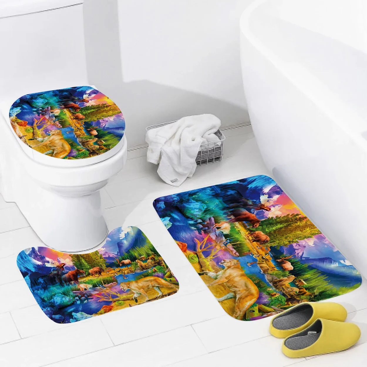 home bathroom floor mats Colorful animals Bath Foot mat modern bathroom accessories rug Toilet mat Bathtub anti-slip carpet