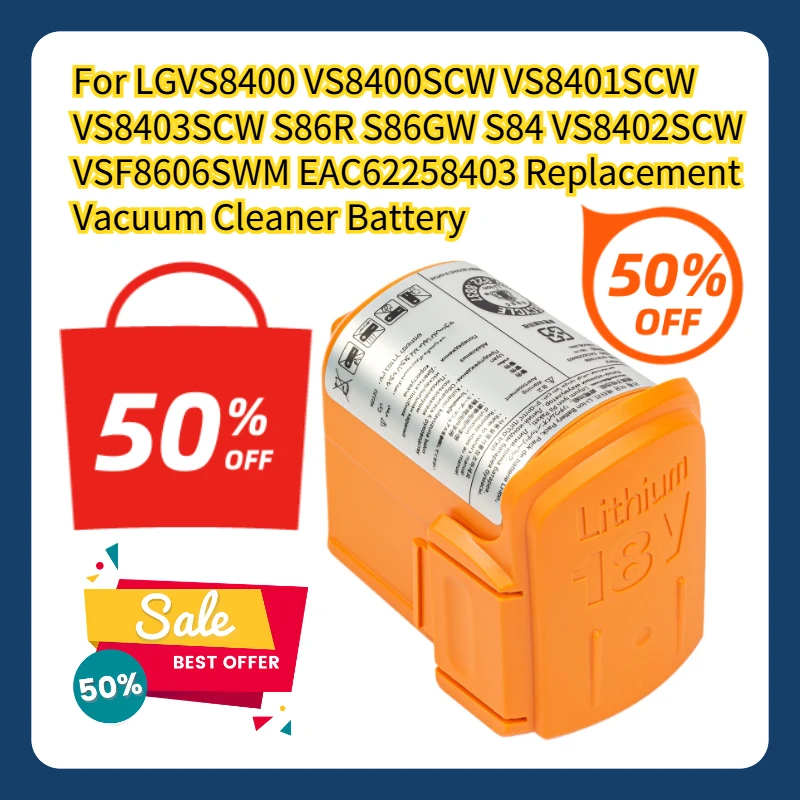

2000mah For LGVS8400 VS8400SCW VS8401SCW VS8403SCW S86R S86GW S84 VS8402SCW VSF8606SWM Replacement Vacuum Cleaner Battery