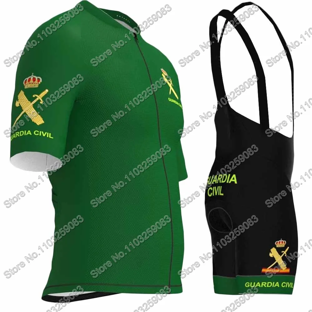 Green Civil Guard 2024 Cycling Jersey Men Set Cycling Clothing shirt Road Bike Suit Bicycle Bib Shorts MTB Maillot Ciclismo