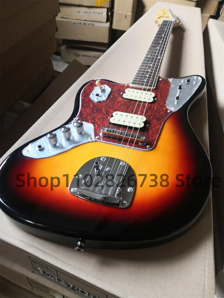 Left hand electric guitar Sunset Jagu body Rose wood fingerboard 22Frets red turtle shell board HH pickup big head maple neck