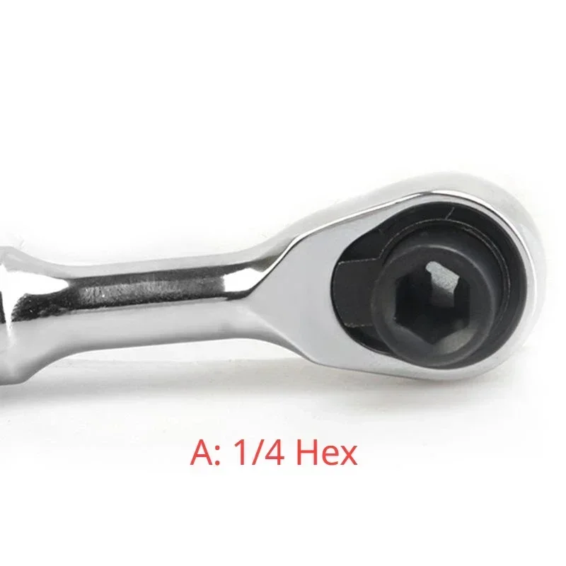 Mini Ratchet Wrench Rod, Chave de fenda Bit Tools, Soquete hexagonal para madeira, 1/4 rápido, 72 dentes