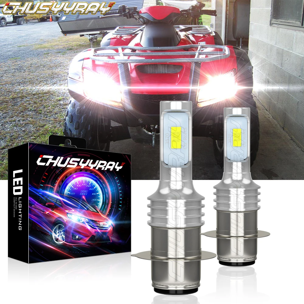 CHUSYYRAY Compatible For Honda Rincon 650 680 2003 2004 2005 2006 2007 2008-2015 2x H6 H6M P15D LED 6000k Headlight Light Bulbs