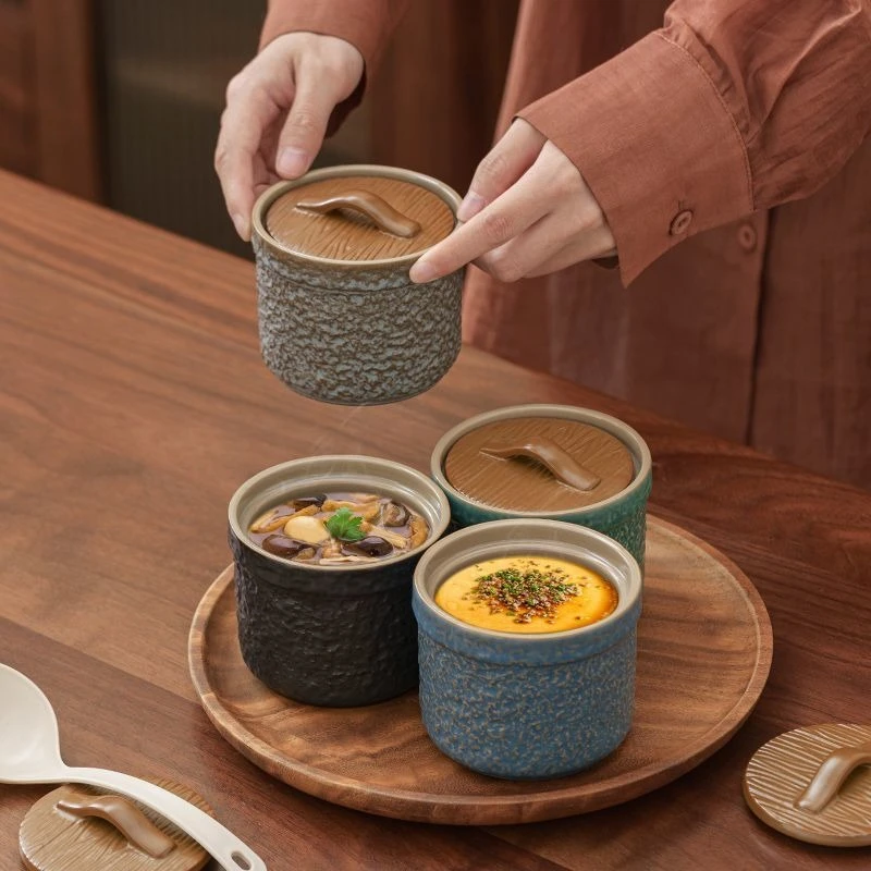 Natural Ceramic Clay Pot Stew Pot High Temperature Resistant Water-resistant Stew Pot Household with Lid Complementary Food Bowl