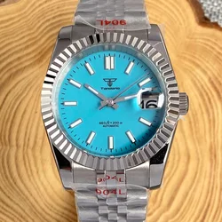 Tandorio 36mm 39mm NH35 Sky Blue Green Pink Dial Dive Watch Men Sapphire Glass 20ATM Waterproof DJ Hand Stainless Steel Bracelet