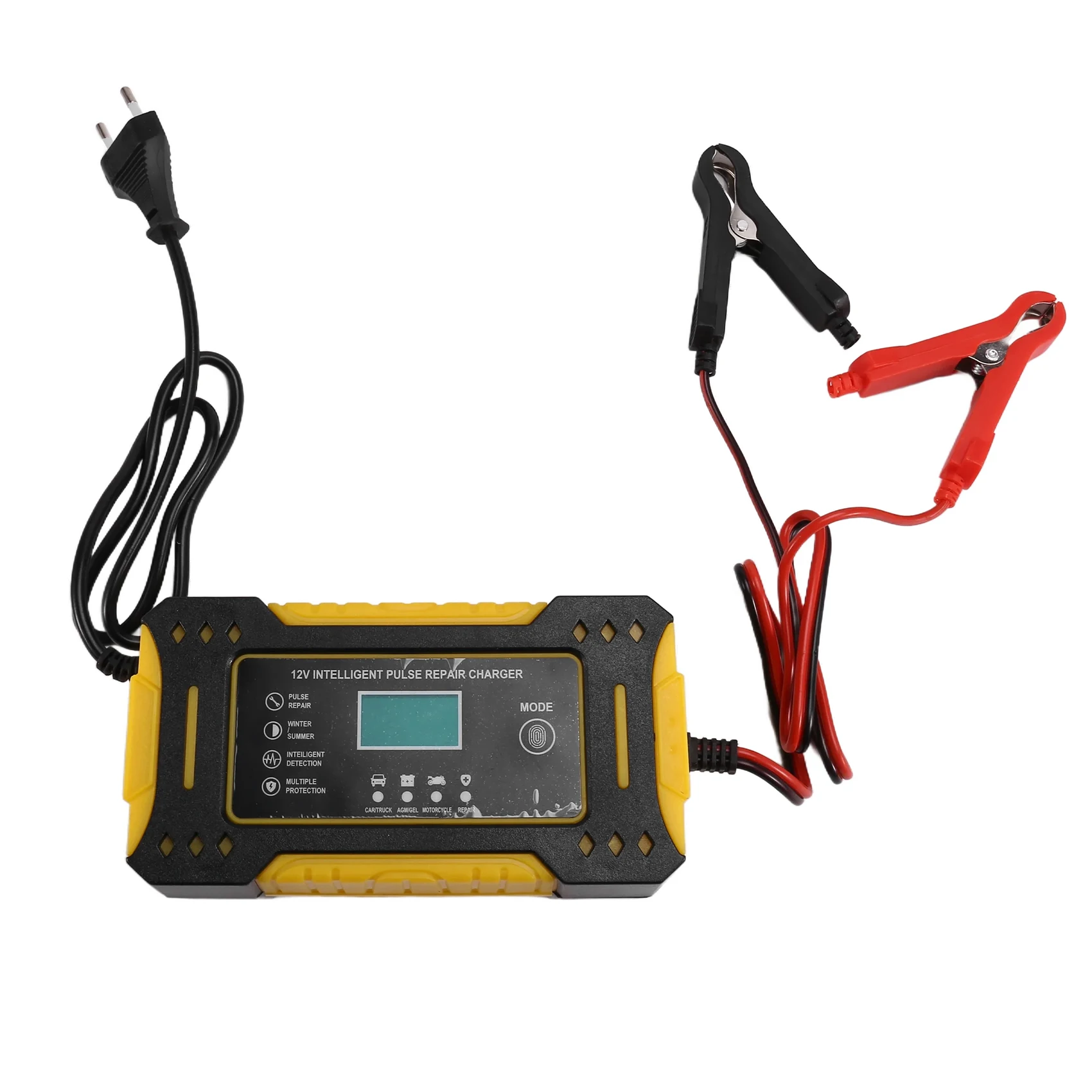 

N91R Car Battery Charger 12V 6A Pulse Repair Fast Power Charging Wet Dry Lead Digital LCD Display Car Accesorries EU Plug