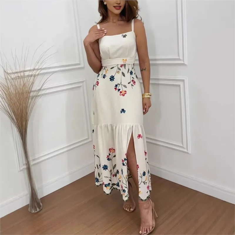 

Leisure Holiday Printed Suspender Dress Spaghetti Strap Fashion Party Dress Women Summer Sleeveless Backless Maxi Dress 2026