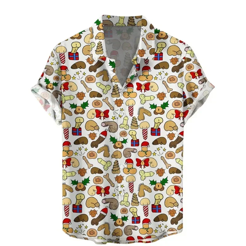 Funny Graphic Shirts For Men Clothing Fashion Summer Mens Blouses Casual Outdoor Lapel Blouse Hawaiian  Sexy Button Y2k Tops