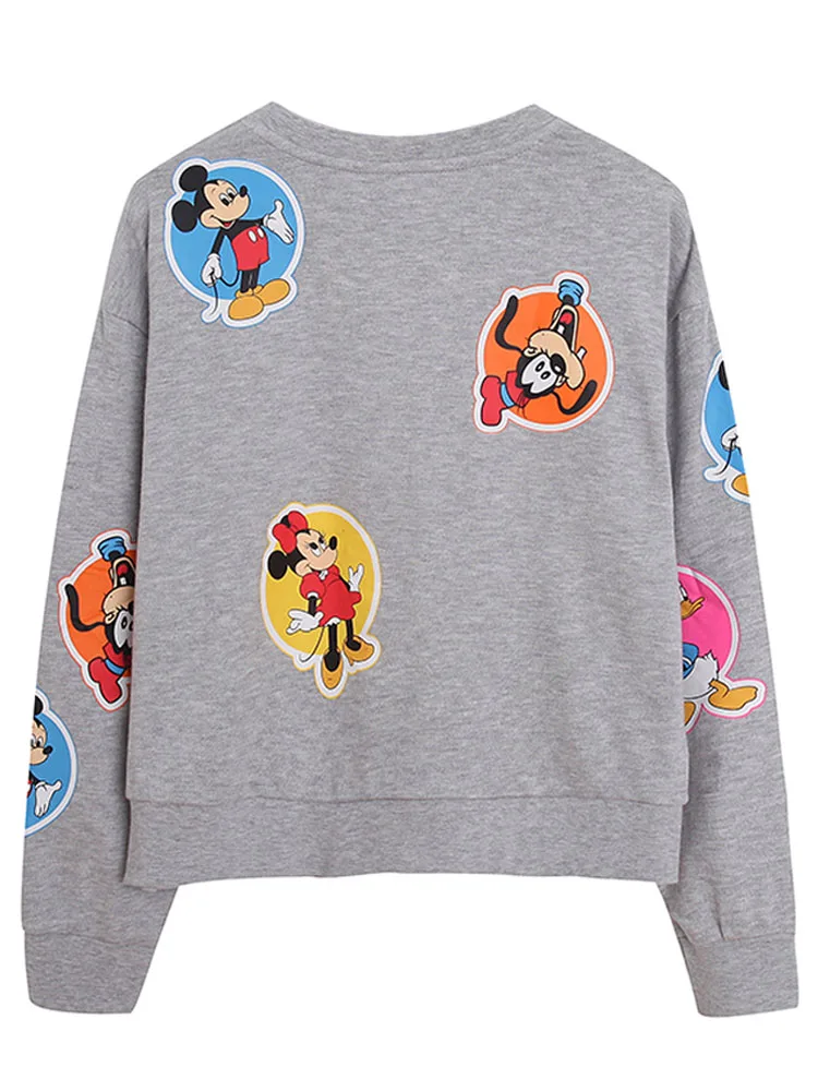 Disney Mickey Minnie Mouse Donald Duck Short Sweatshirt Women Cartoon Jumper Female Casual O Neck Pullover Tops Femme Streetwear