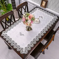 Rectangle Tablecloth White Table Cloth American Embroidered Coffee Tea Table Cover Living Room flower Solid Fabric Lace Book