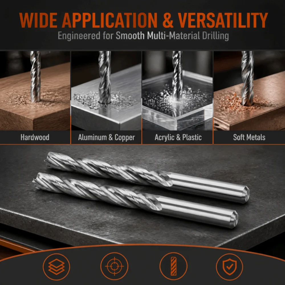 Rolled Process HSS Drill Bit 135 Degree Point Double Spiral Groove Twist Drill Bit Fast Chip Removal Metal Drill Bit