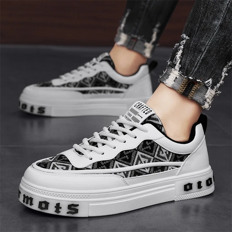 

fashion Print Casual Board Shoes Men Trendy Designer Street Sneakers For Men Outdoor Platform Low Lace-up Men's Skate Shoes