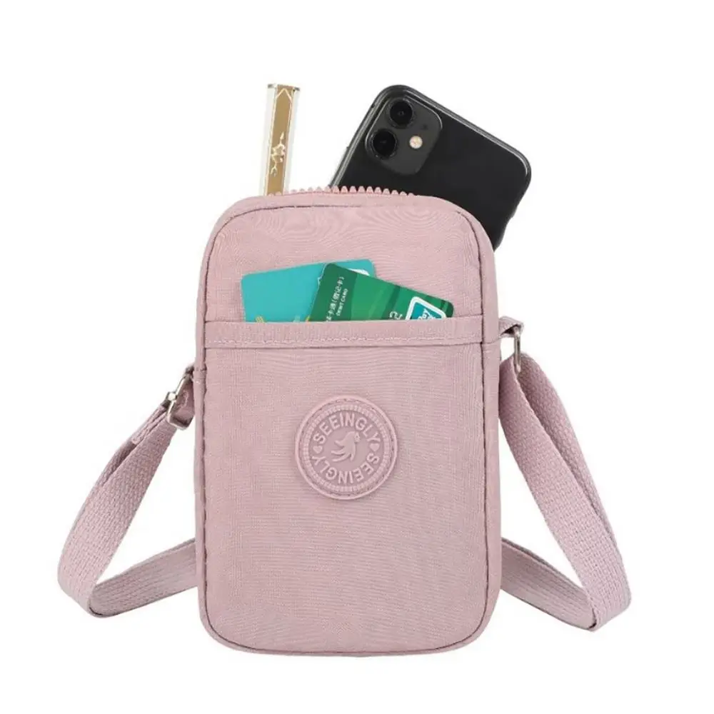 Portable Canvas Phone Bag Large Capacity Zipper Crossbody Bag Coin Purse Women