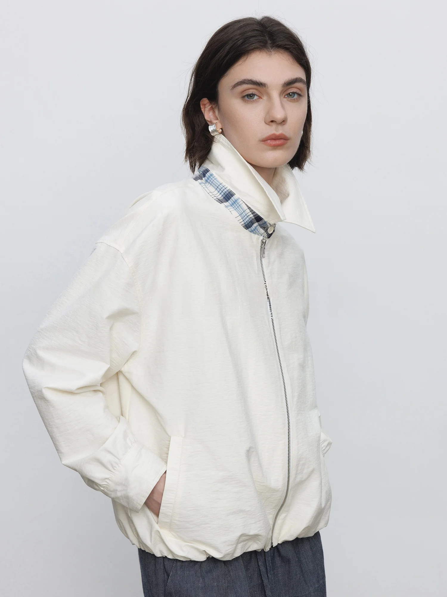 

Женская винтажная куртка-жакет Maiherer с воротником, весенний дизайн, на молнии, повседневная, свободного кроя, из хлопка, с длинными рукавами