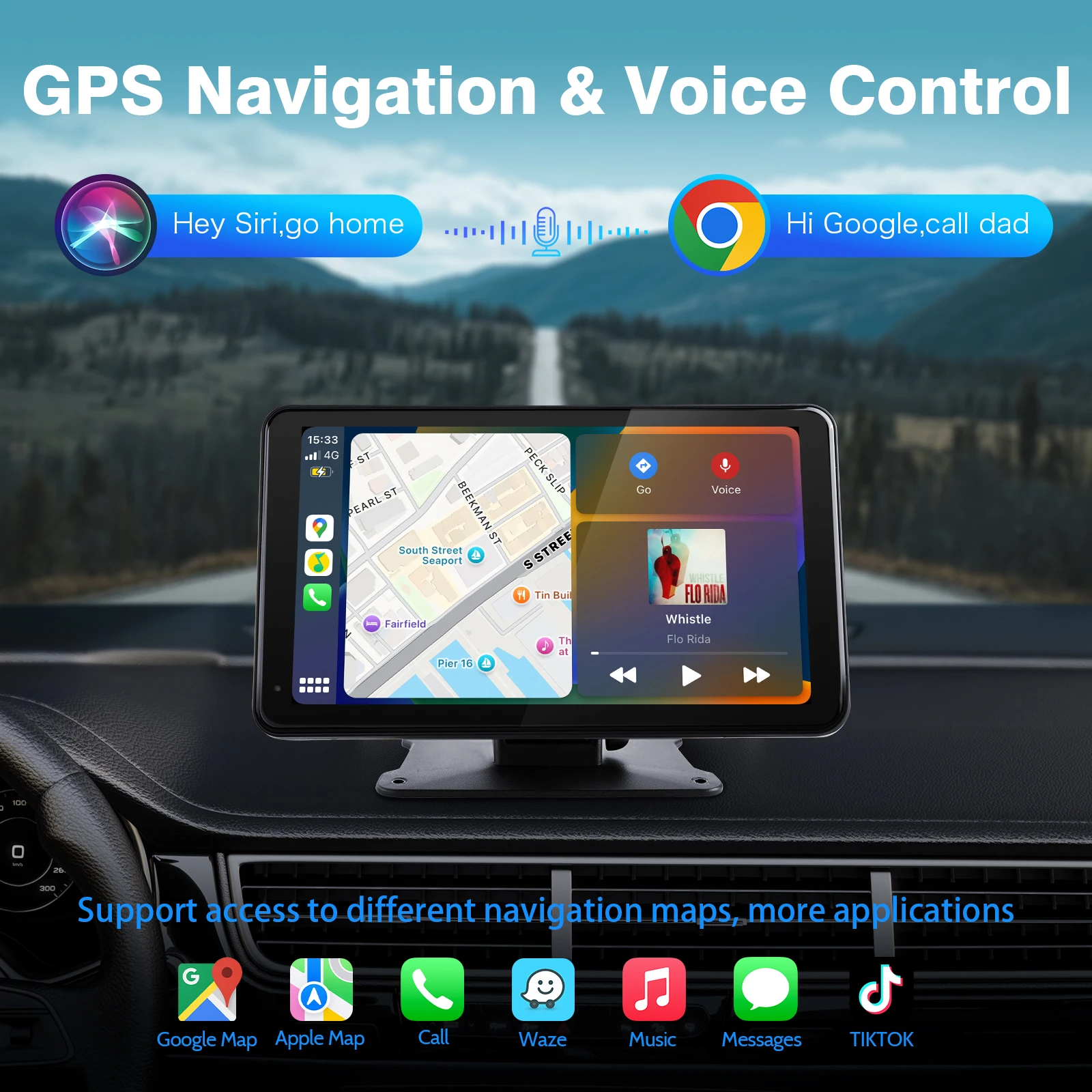 เครื่องเล่นวิทยุติดรถยนต์ Haudio Universal ขนาด 7 นิ้ว เครื่องเล่นมัลติมีเดีย รองรับ Wireless Carplay และ Android Auto เชื่อมต่อผ่าน BT AUX TF FM เครื่องเล่นสเตอริโอในรถยนต์