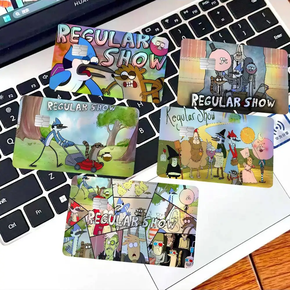 Cartoon R-RegularS Show Rainbow Laser Glitter Bank Card Stickers Waterproof Art Decals