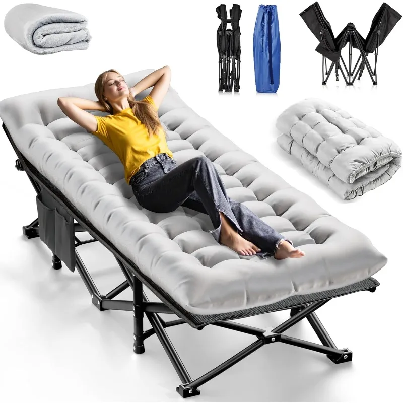 

Camping Cots for Adults,Upgraded Folding Camping Cot Heavy Duty Sleeping Cots Bed 1200D Double Layer Oxford Camping Cot Mattress