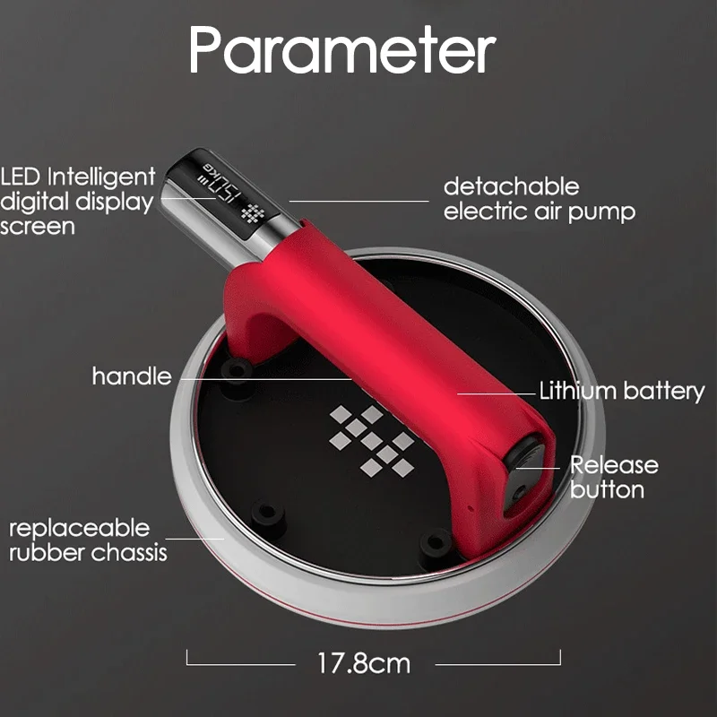 2000mAh 전기 진공 흡입 컵 화강암 타일 유리 용 헤비 듀티 진공 리프터 수동 리프팅 흡입 컵 분리 가능