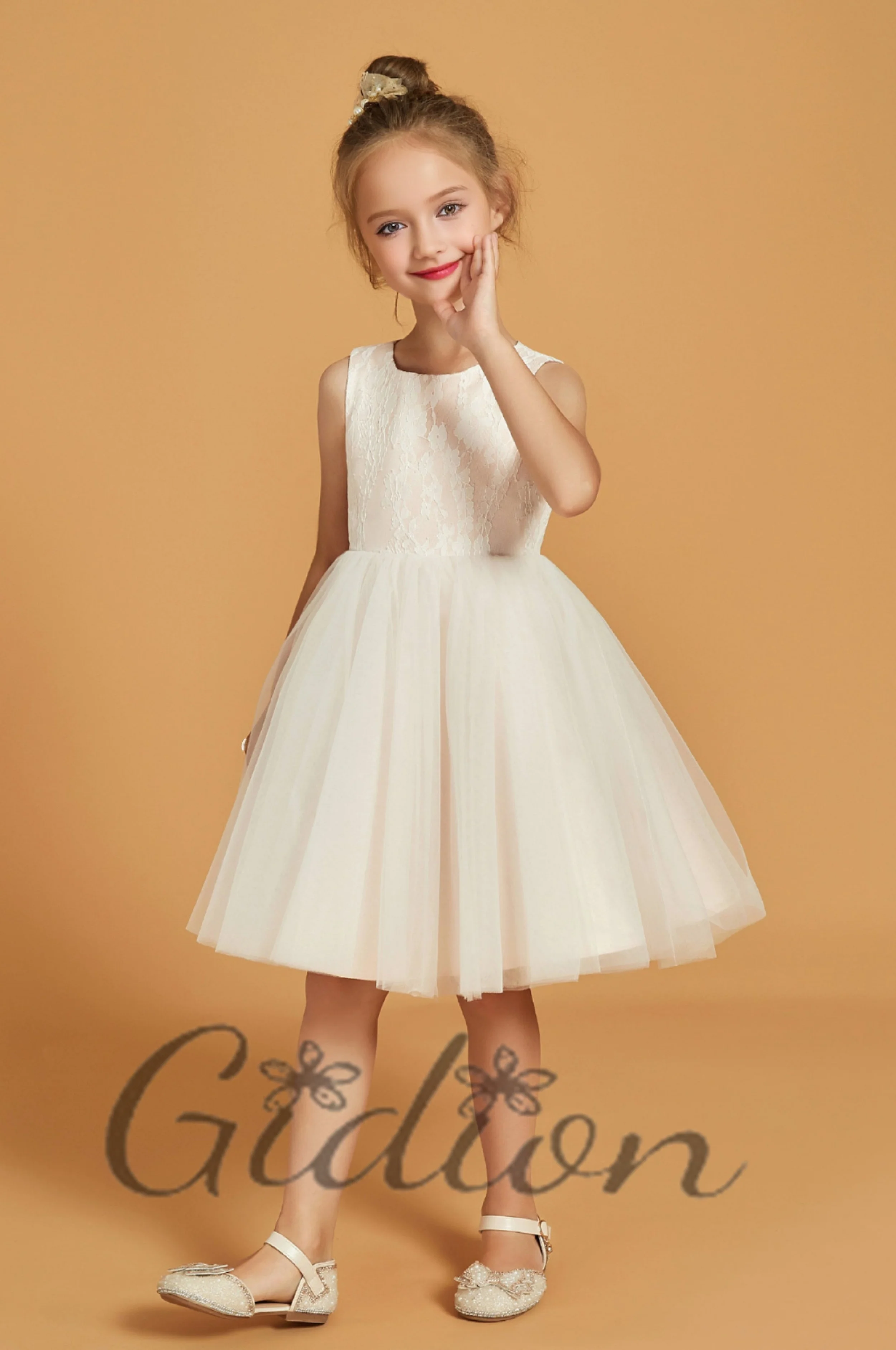 Vestido elegante de encaje/tul para niños, vestido de niña de flores, baile de desfile, boda, cumpleaños, fiesta de noche, banquete, evento, primera comunión, graduación