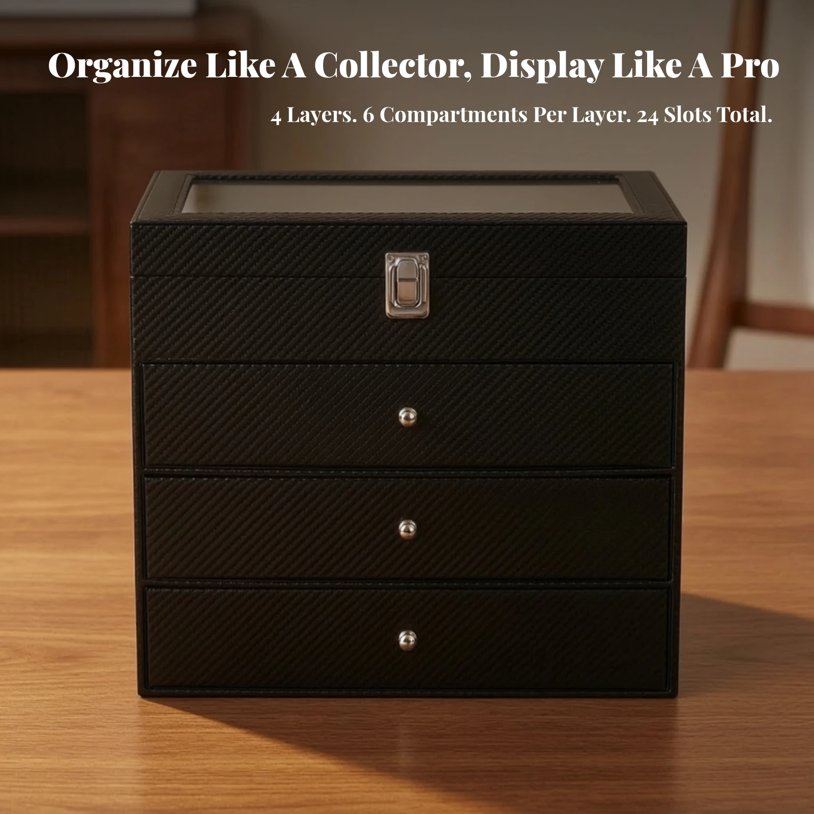 Sunglasses Organizer 24-Compartment Glasses Box with Drawers Glasses Organizer 4-Drawer Sunglasses Holder Dust-Resistant