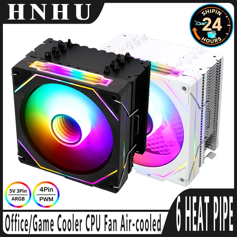 

HNHU PC Вентилятор 120 мм с воздушным охлаждением ARGB x79 x99 AM4 AM5 Процессор AMD 4/6, теплопроводный процессор, кулер, совместимый с LGA2011 2066 1200 115x 1700
