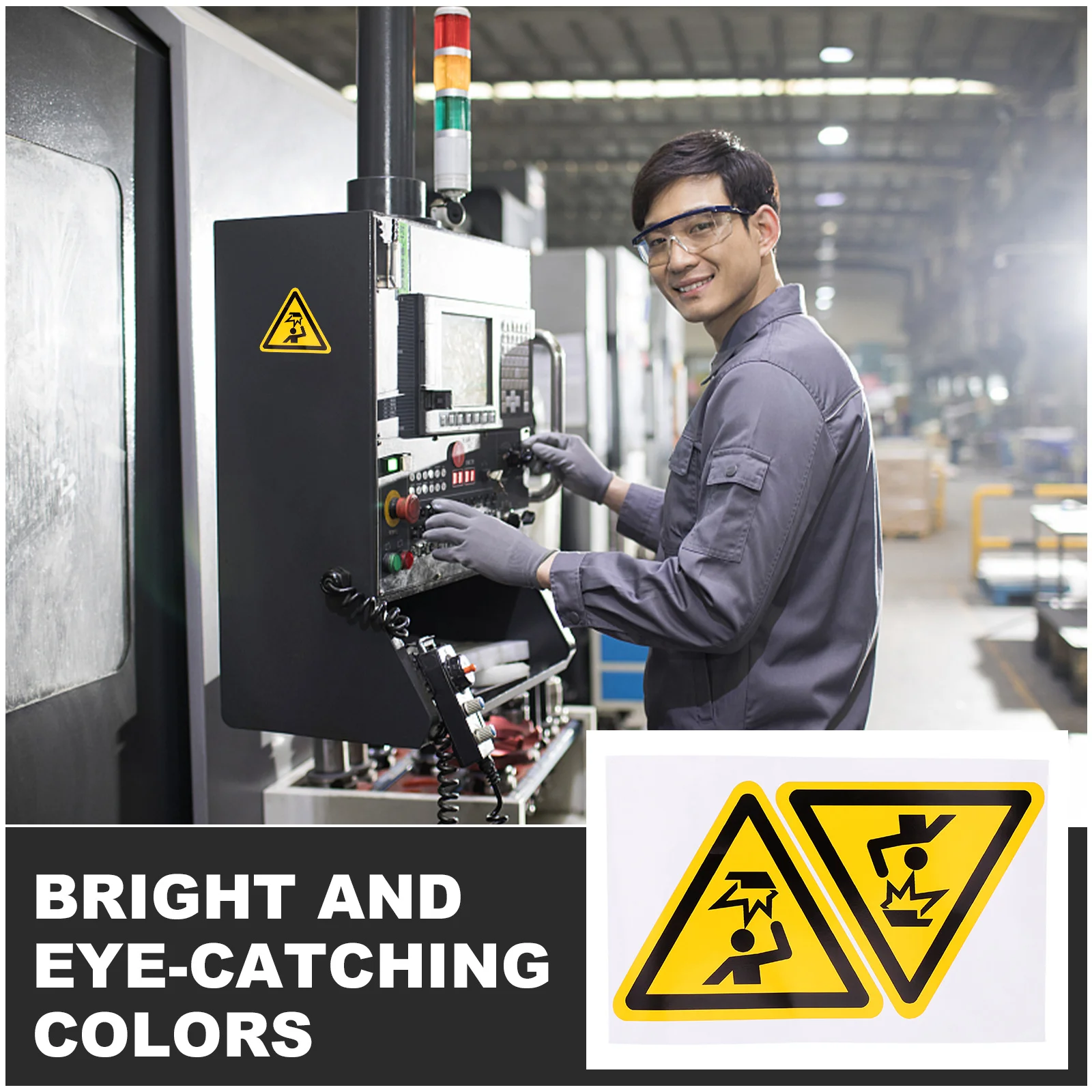 قطعتان من ملصق تحذير لاصق لعلامة أمان رأسك للمعدات الصناعية لمنع إصابات الرأس #3