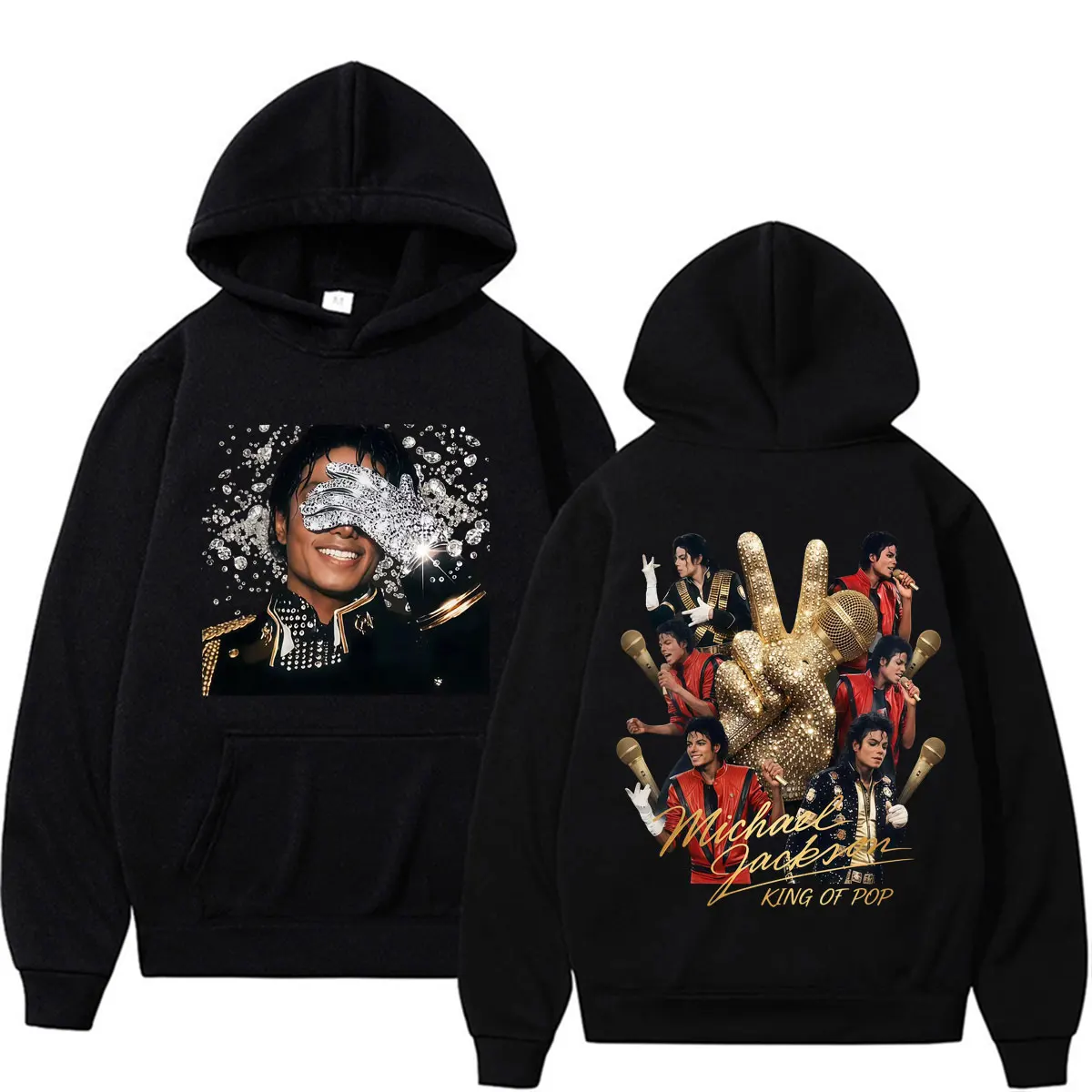 High-quality Classic Hip-Hop Pop Music King Michael Jackson Print Hooded Sweatshirt Comfortable and Casual for Both Men and Wome