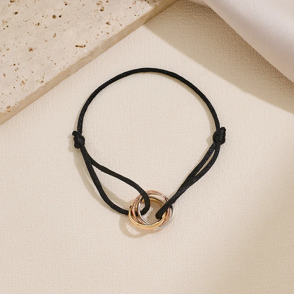 Retro Dreifarbiges Acryl-Ring-Armband Böhmisches Geflochtenes Seil-Armband für Männer Modischer Street-Style Schmuck Accessoires – Detail 5