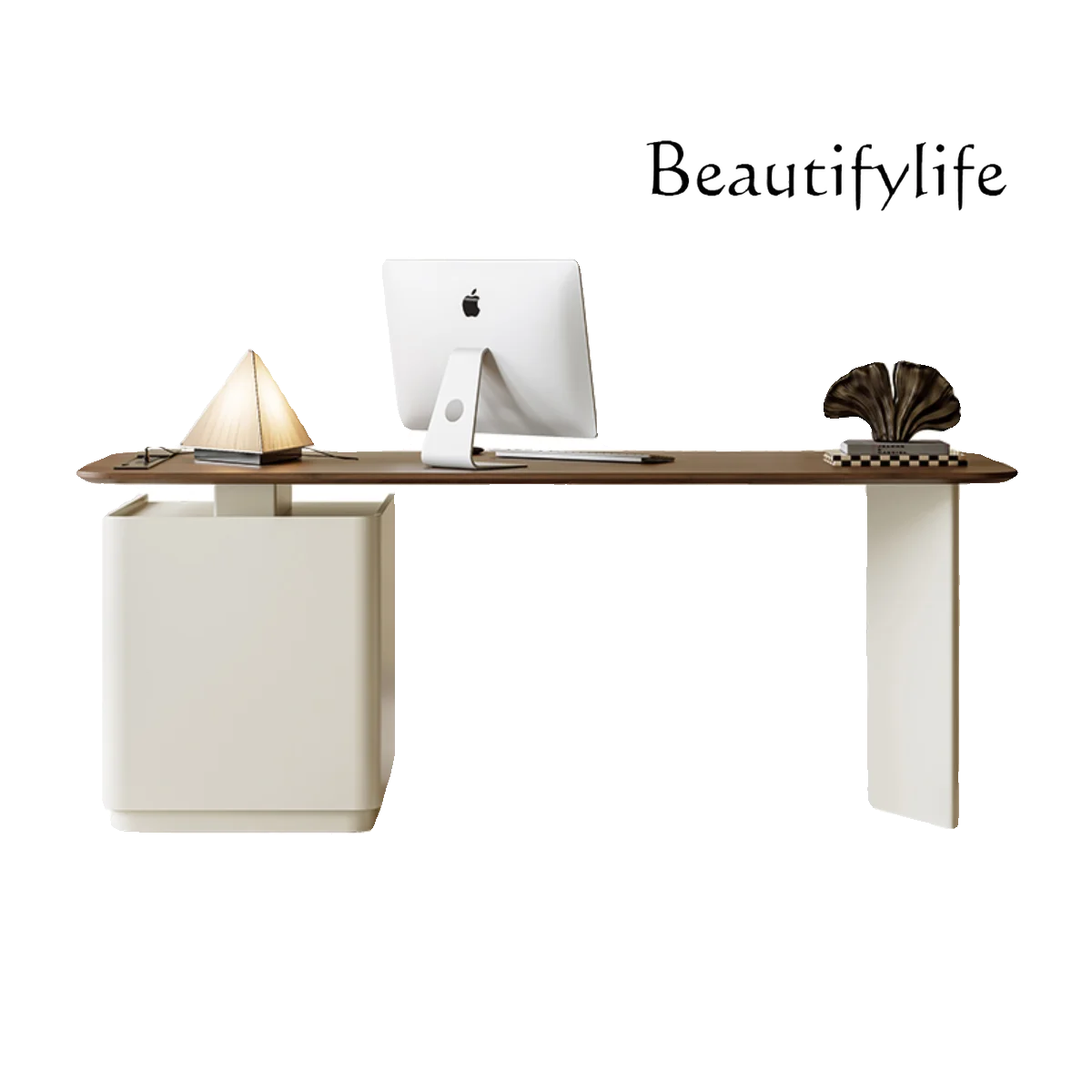 

High-grade solid wood desk Modern minimalist home living room desk Walnut veneer paint computer desk