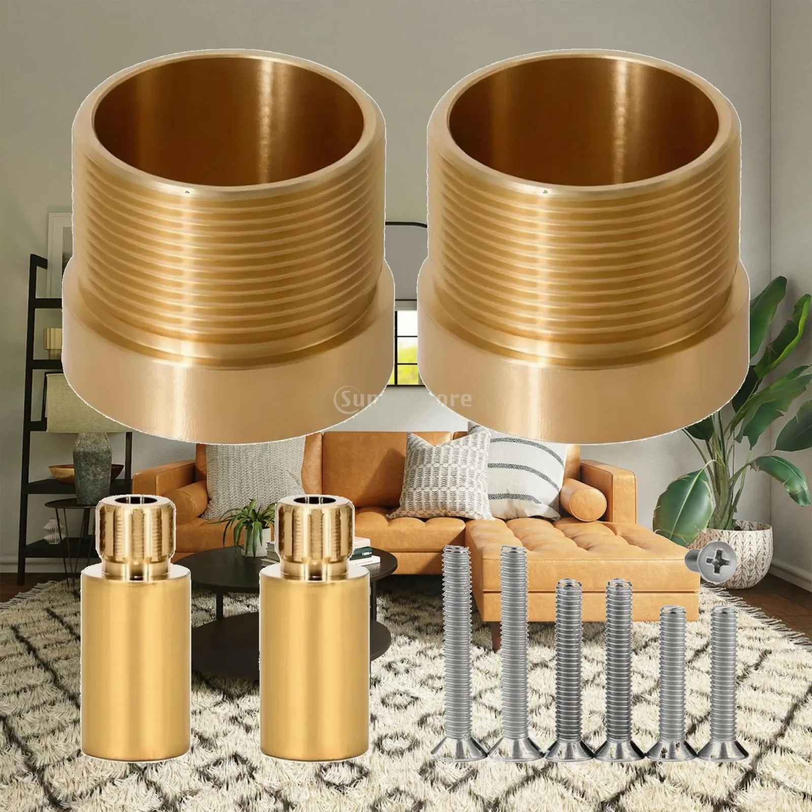 Brass Valve Extension Adapter for Shower Port Fitting Gold Finish Threaded Cylinder Wall Mount Spacer