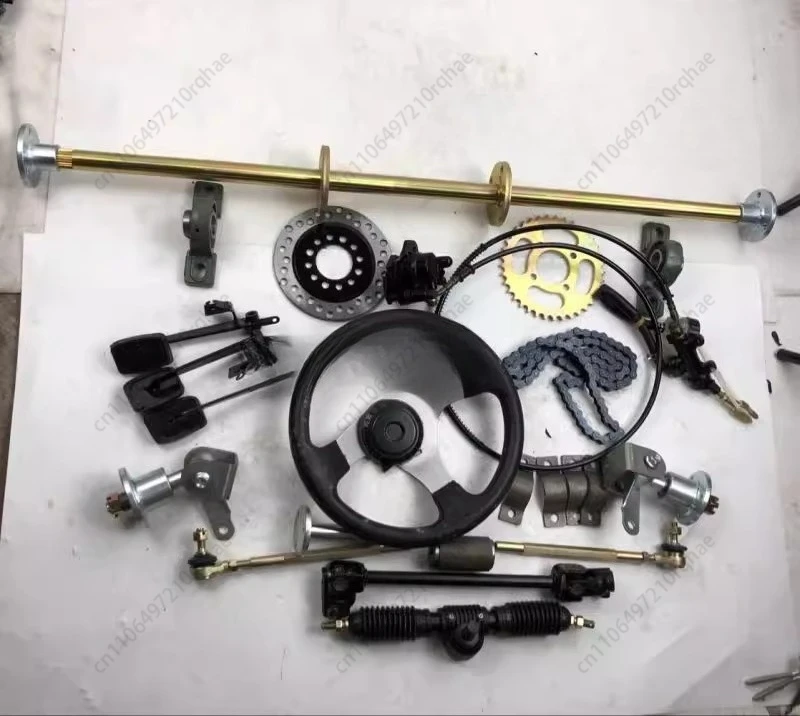 ملحقات كارت ذات أربع عجلات منزلية الصنع إطار معدل للتعليق الأمامي والخلفي التوجيه المحور الخلفي المحور الخلفي إطارات 5 بوصة