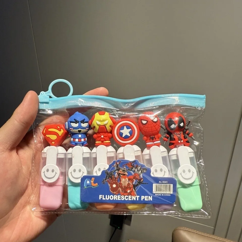 

Disney cartoon Mickey Mouse Stitch Spider-Man highlighter pen cute pen student stationery ten color pen