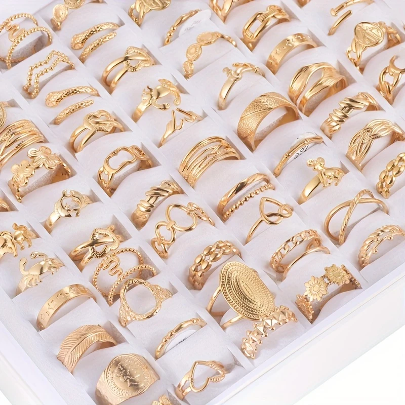10Pcs/Lot Fashion Stacking Stainless Steel Rings For Women Men Mix Style Open Adjustion Jewelry Party Gifts