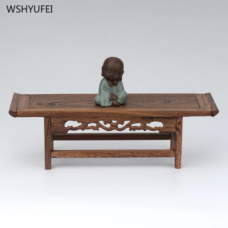 1 Pc Solid Wood Base Buddha Statue Altar Living Room Micro Furniture Home Decoration Display Table for Ornaments Tea Set Base