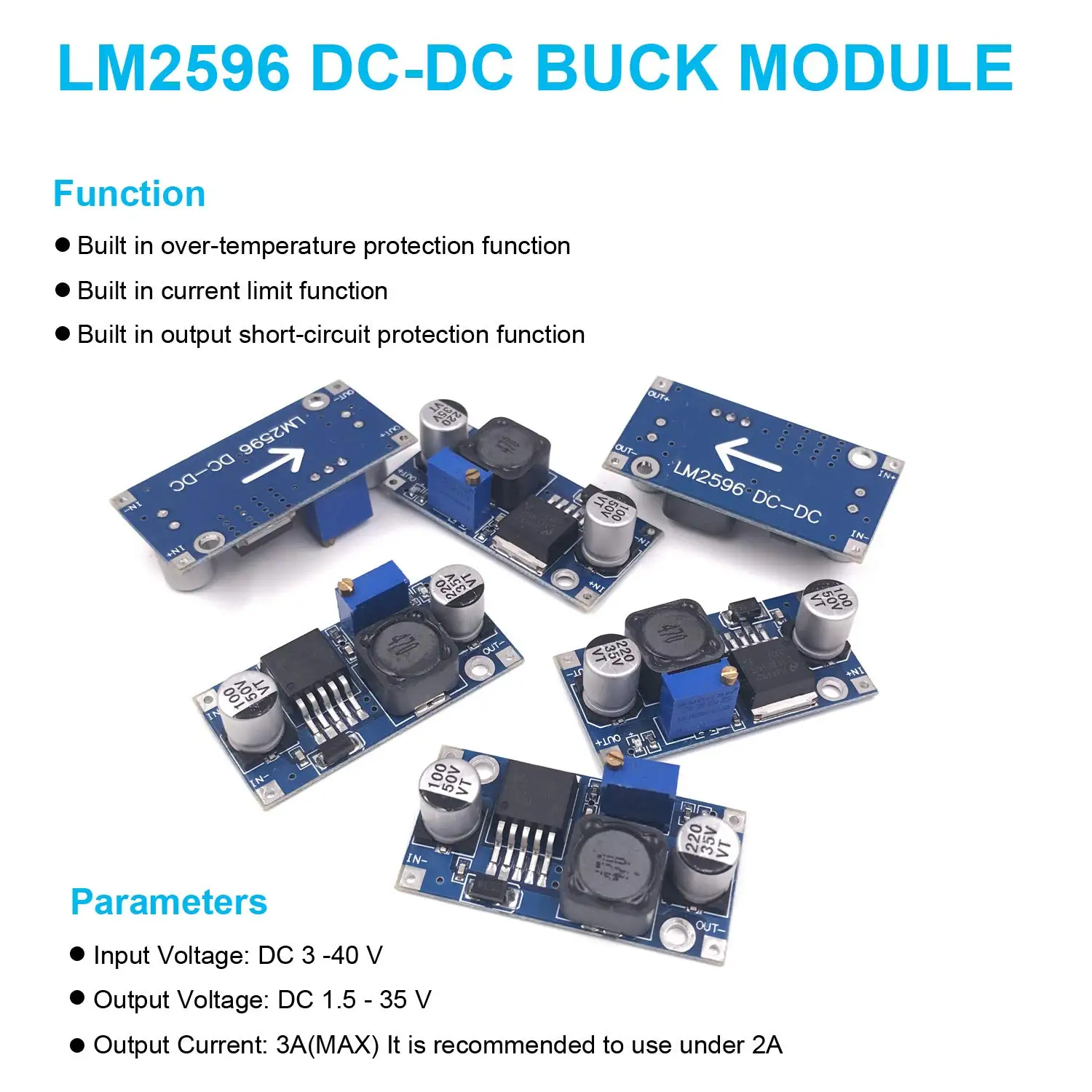 LM2596 LM2596S DC-DC Step Down Variable Volt Regulator Input 3.0-40V Output 1.5-35V Adjustable Buck Converter Electronic Voltage