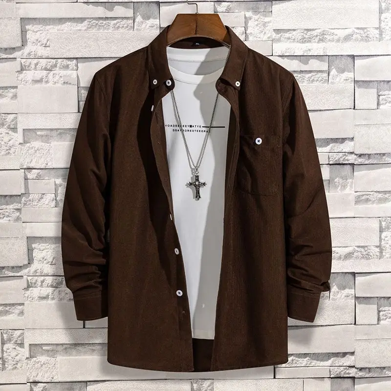 

Men's Oversized Corduroy irt Fce Lined Long Sve Autumn Spring Pure Color Brued Retro Outerwear for All Ages