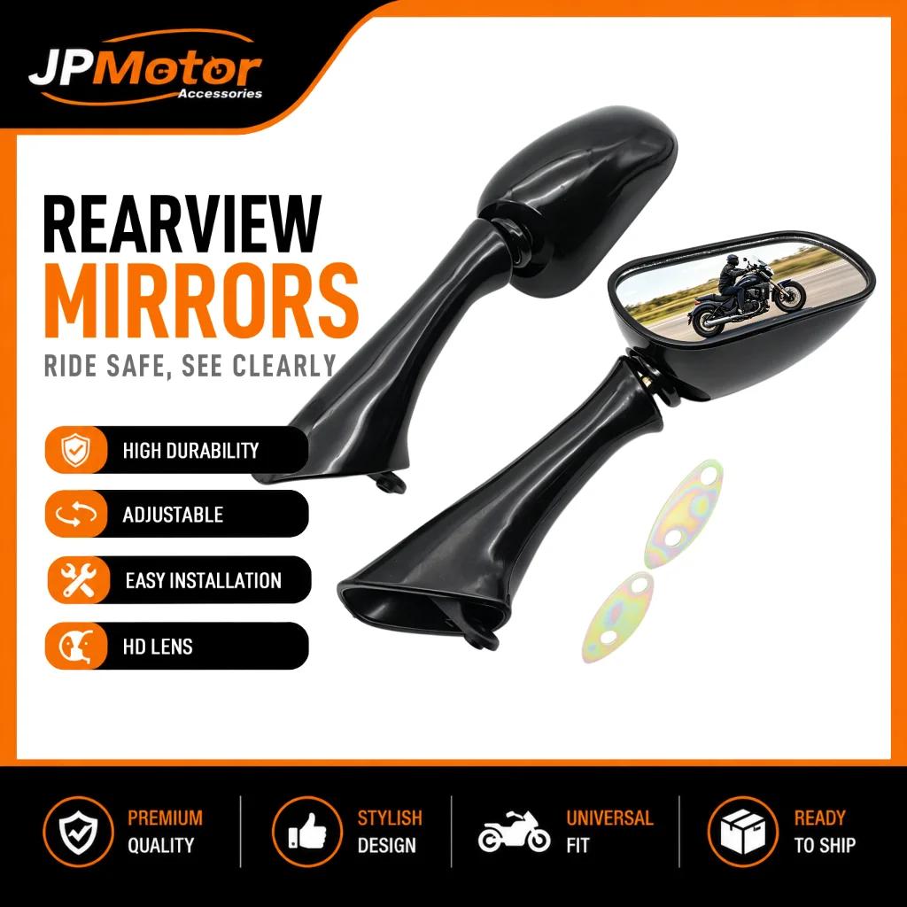Pair Motorcycle Side Mirrors for Suzuki GSXR600 GSXR750 2006-2008, Universal Rearview Replacement