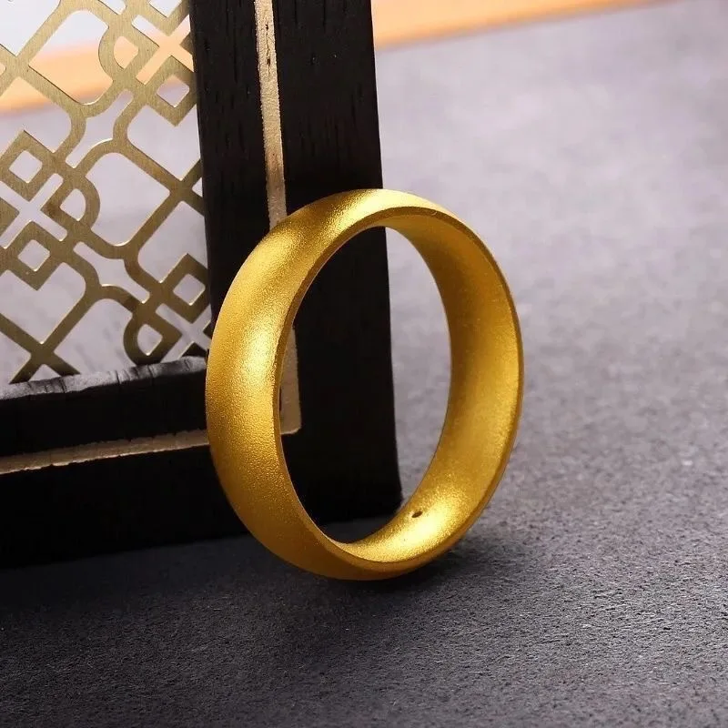 

Luxury 24K 9999 Pure Gold real gold Frosted Closed-mouth plain ring for men and women