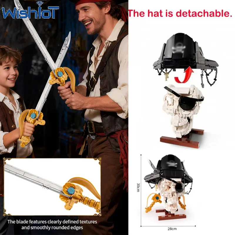 

Creative Pirate Design 1167pcs Skull Head Small Building Blocks Kits Boys Assembled Educational Model Bricks Toys Holiday Gift