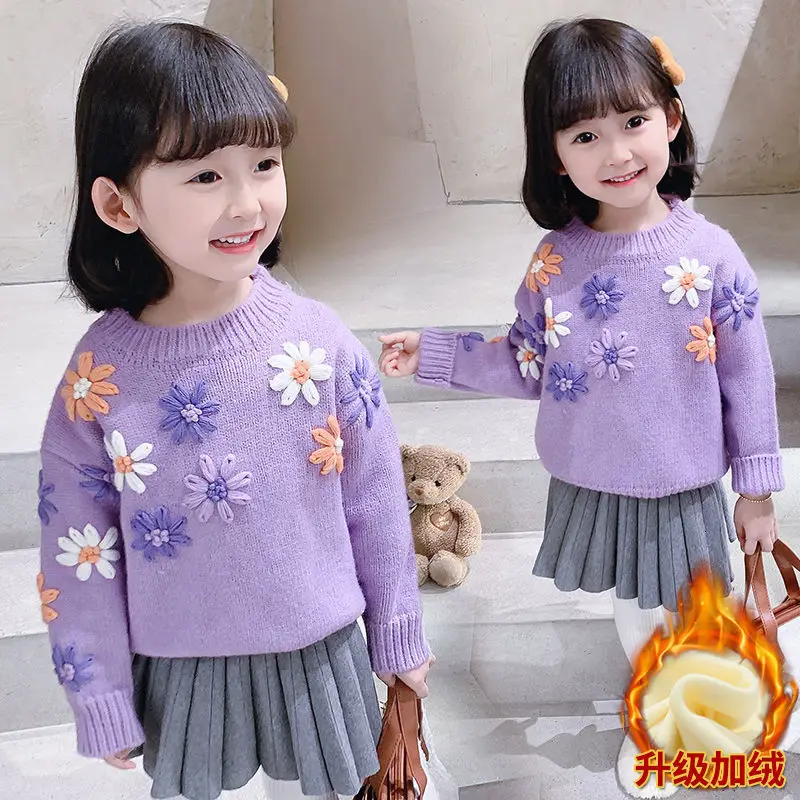 

Girl's Sweater Autumn and Winter 2022 New Children's Thickened Sweater Thermal Sweater Princess Style Autumn Super Thick