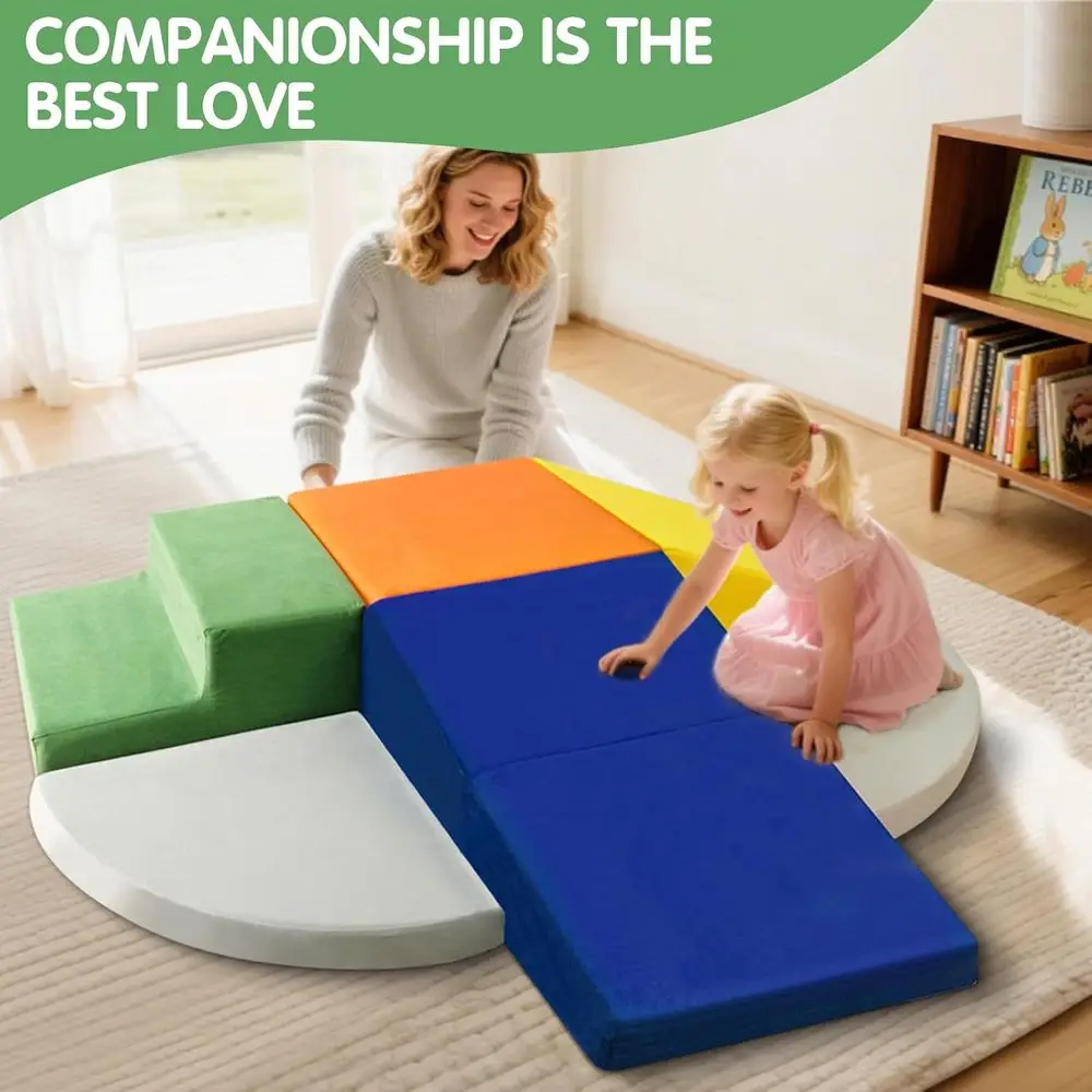 6-częściowy zestaw dużych piankowych klocków do wspinaczki dla maluchów, kolorowy zestaw do zabawy w pomieszczeniach rozwijający umiejętności motoryczne i koordynację kolorystyczną, odpowiedni dla dzieci w wieku 1-