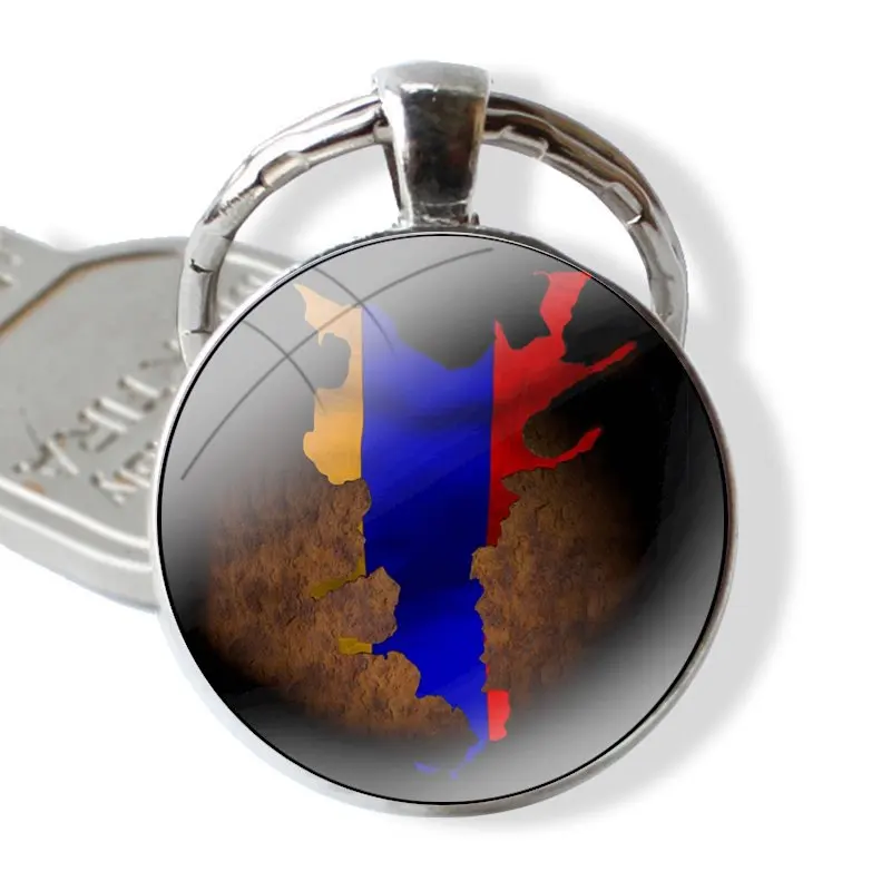 Keychain Handmade Glass Cabochon Key Ring Holder Pendant Key Chains Armenia flag