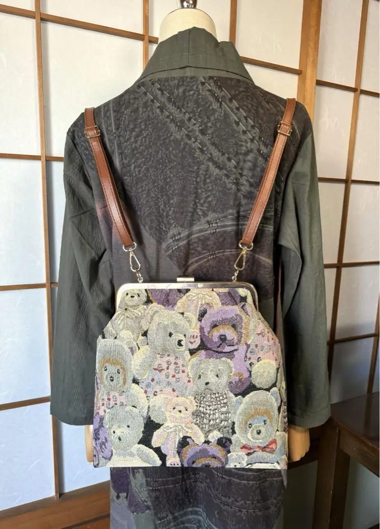 

Потерянные винтажные сумки-кошельки Kisslock из жаккардовой ткани с жаккардовым мишкой, большие сумки с деревянной ручкой 29x28x9 см