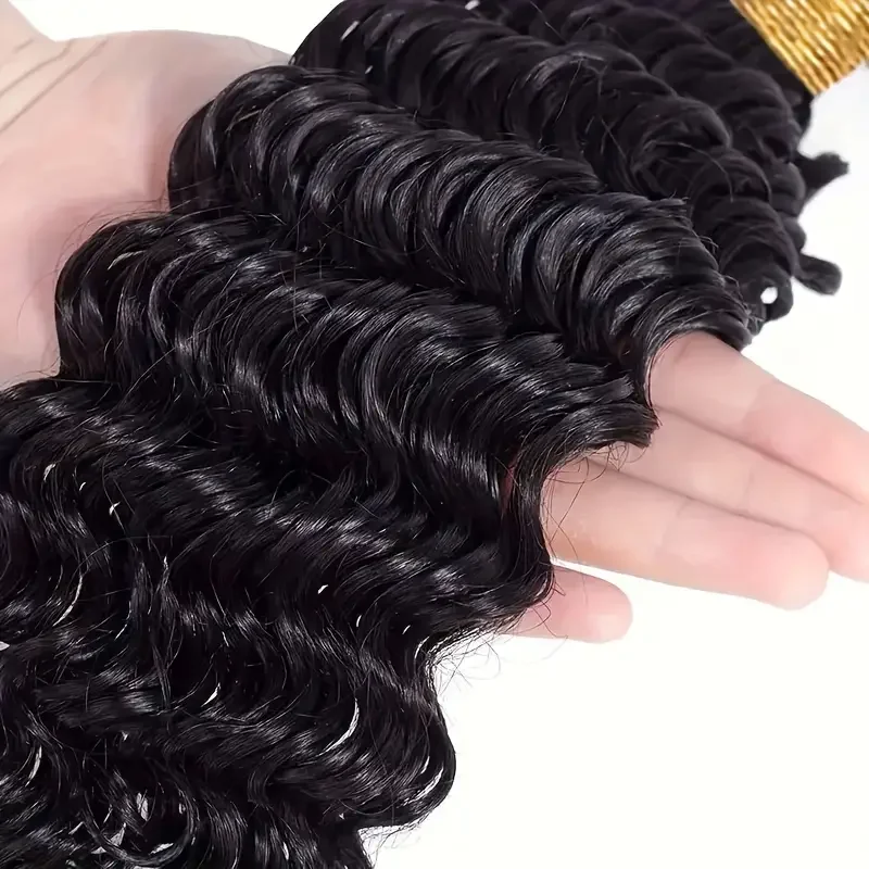 Deep Wave Human Hair Bundles Unprocessed Virgin Weave Curly Wave Brazilian Virgin Human Hair Extensions Natural Color 16-20 Inch