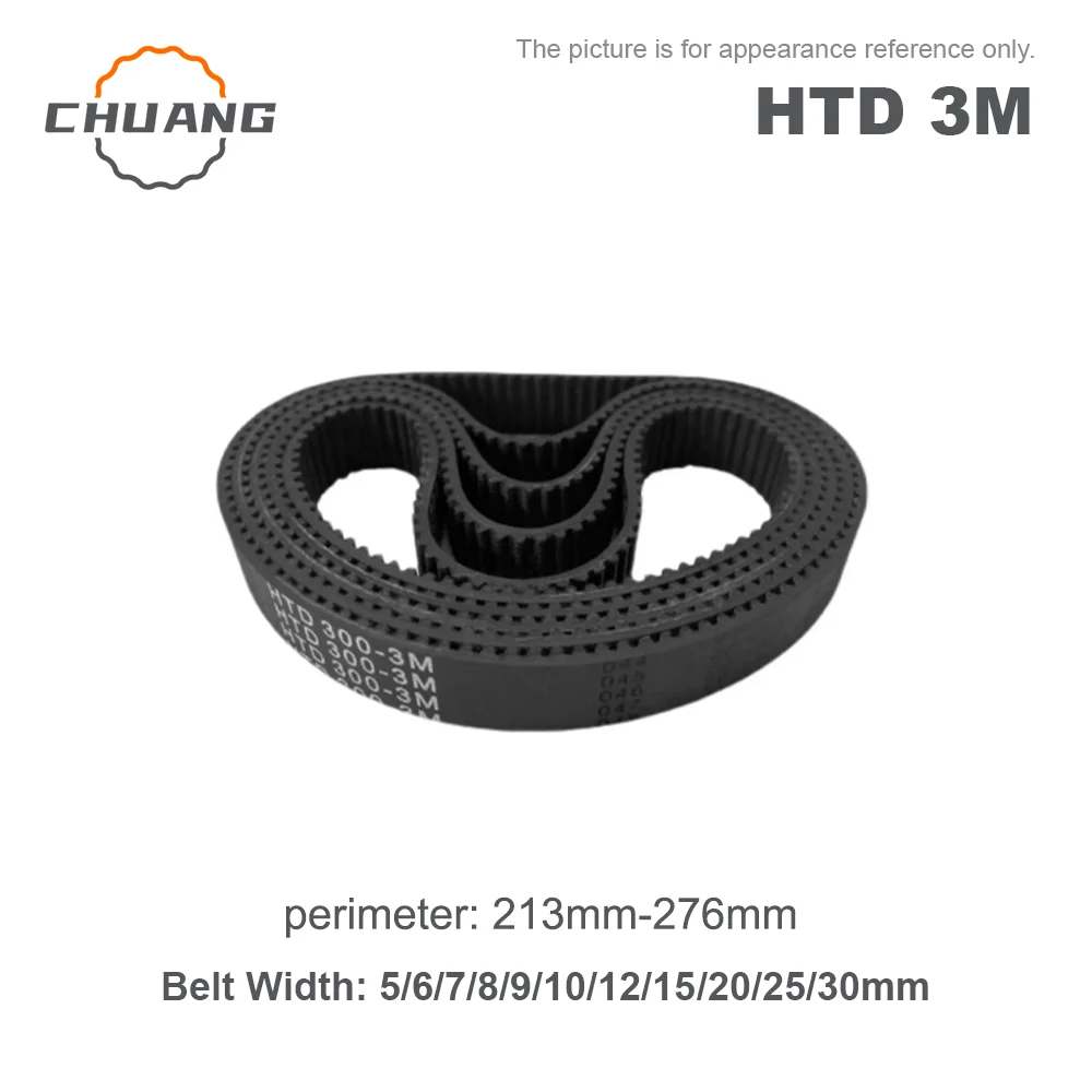 

HTD 3M Timing belt Length 213mm-276mm Width 5/6/7/8/9/10/12/15/20/25/30mm for CNC Belt HTD 3M Closed Loop Belts
